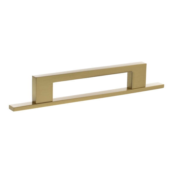 MHCNB17128SB � 128mm c/c � Satin Brass � Millhouse Brass Empire Slim Cabinet Pull Handle on Plate