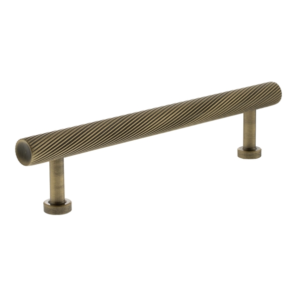 MHCS17128AB � 128mm c/c � Antique Brass � Millhouse Brass Paddington Spiral T-Bar Cabinet Pull Handle