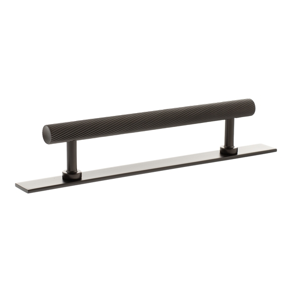 MHCSB17128UDB � 128mm c/c � Urban Dark Bronze � Millhouse Brass Paddington Spiral T-Bar Cabinet Pull Handle on Plate