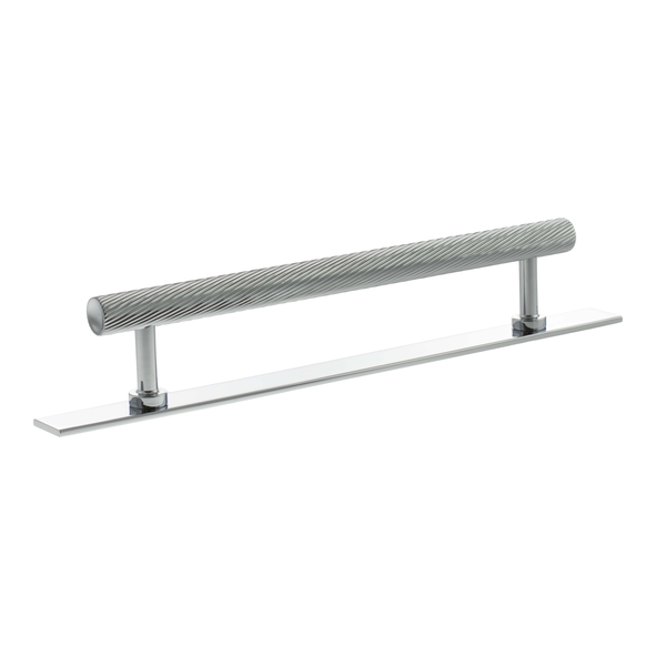 MHCSB17160PC � 160mm c/c � Polished Chrome � Millhouse Brass Paddington Spiral T-Bar Cabinet Pull Handle on Plate