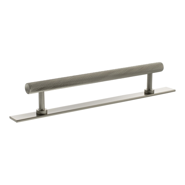 MHCSB17160SN � 160mm c/c � Satin Nickel � Millhouse Brass Paddington Spiral T-Bar Cabinet Pull Handle on Plate