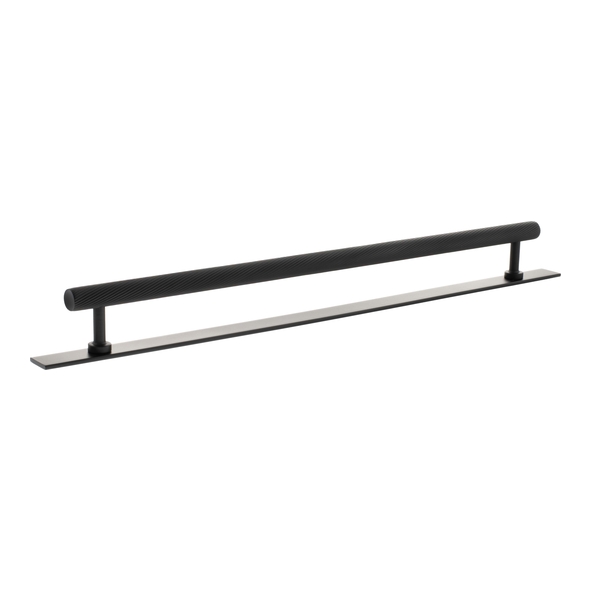 MHCSB17320MB � 320mm c/c � Matt Black � Millhouse Brass Paddington Spiral T-Bar Cabinet Pull Handle on Plate