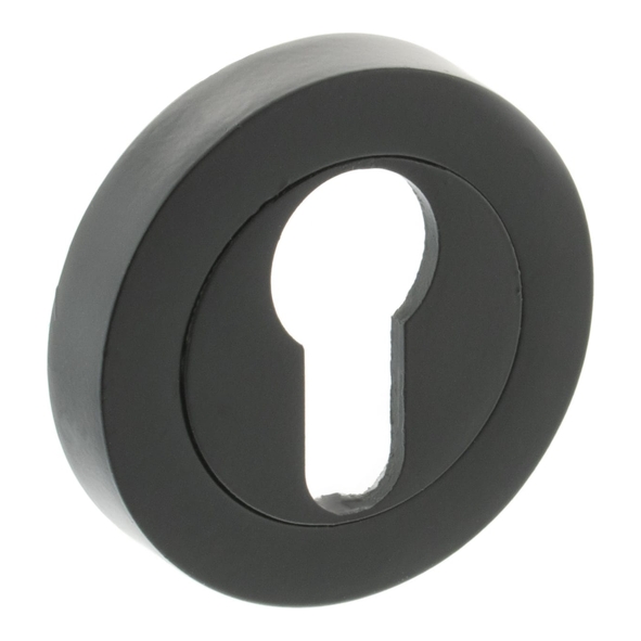 MHREMB � Matt Black � Millhouse Brass Euro Escutcheons on Round Rose
