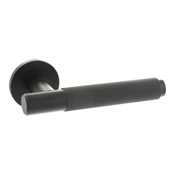 MHSR100MB � Matt Black � Millhouse Brass Crompton Knurled Levers on 5mm Round Roses