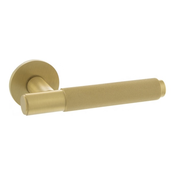 MHSR100SB � Satin Brass � Millhouse Brass Crompton Knurled Levers on 5mm Round Roses