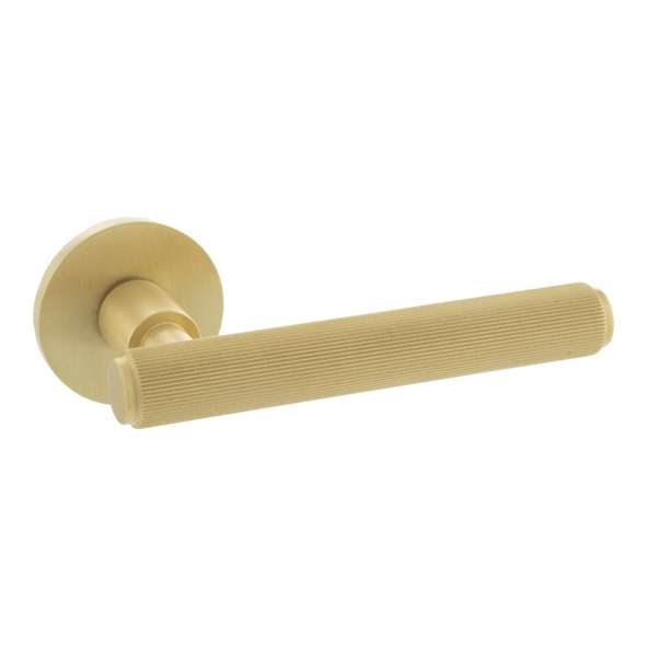 MHSR250SB � Satin Brass � Millhouse Brass Stephenson Linear Levers on 5mm Round Roses
