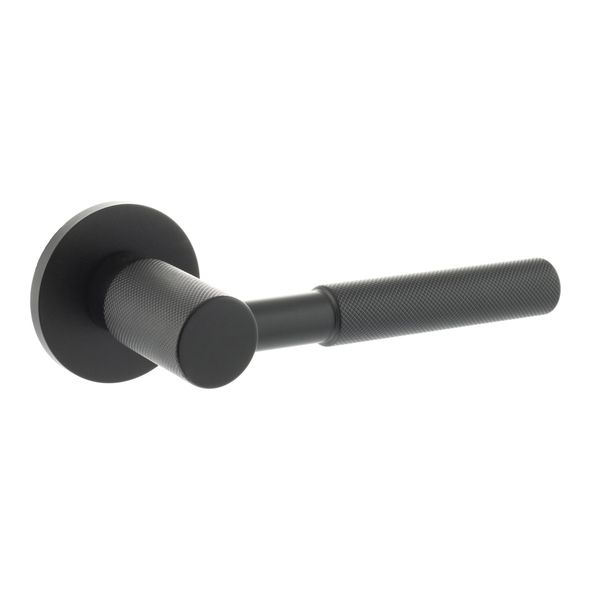 MHSR500MB � Matt Black � Millhouse Brass Mason Knurled Levers on 5mm Round Roses