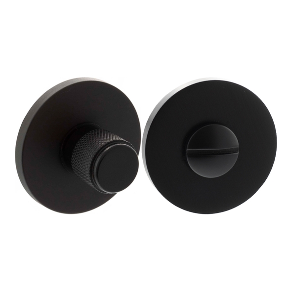 MHSRKWCMB � Matt Black � Millhouse Brass Knurled WC Turn and Release on 5mm Round Rose