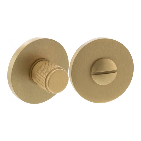 MHSRKWCSB � Satin Brass � Millhouse Brass Knurled WC Turn and Release on 5mm Round Rose