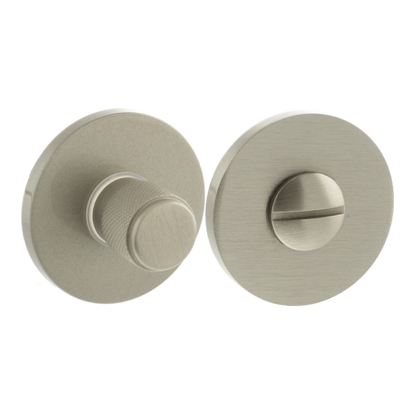 MHSRKWCSN � Satin Nickel � Millhouse Brass Knurled WC Turn and Release on 5mm Round Rose