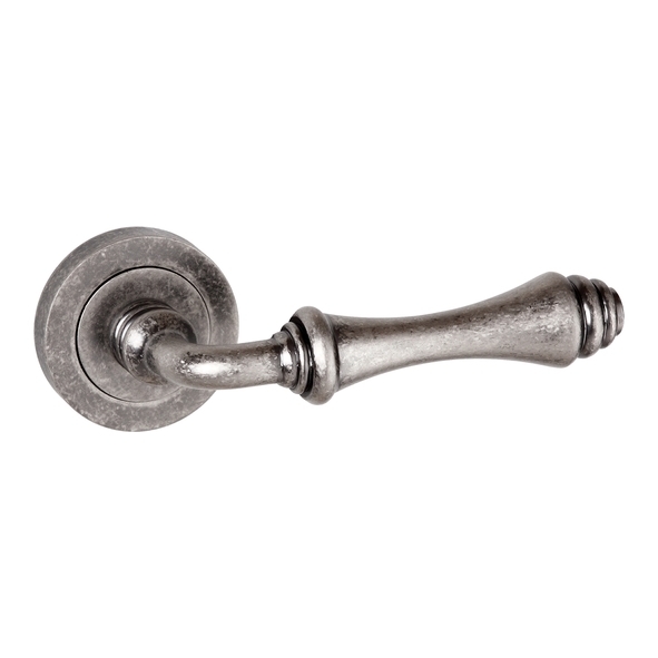 OE127DS • Distressed Silver • Old English Durham Levers On Square Edge Round Roses