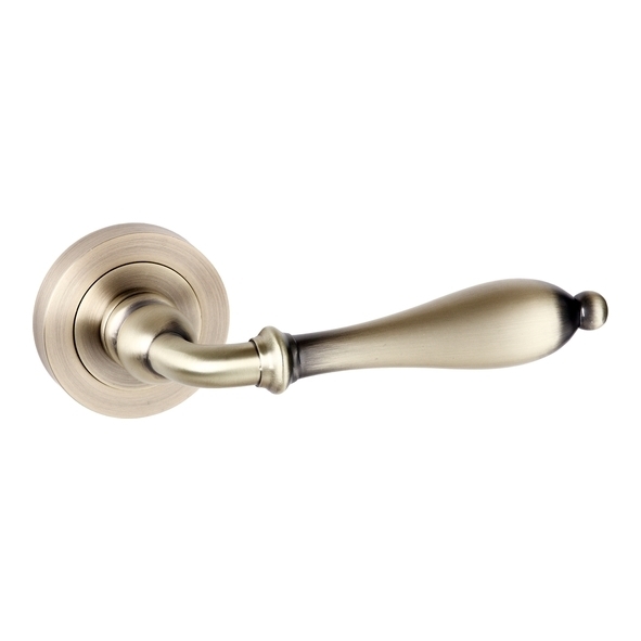 OE142MAB • Matt Antique Brass • Old English Wrexham Levers On Square Edge Round Roses