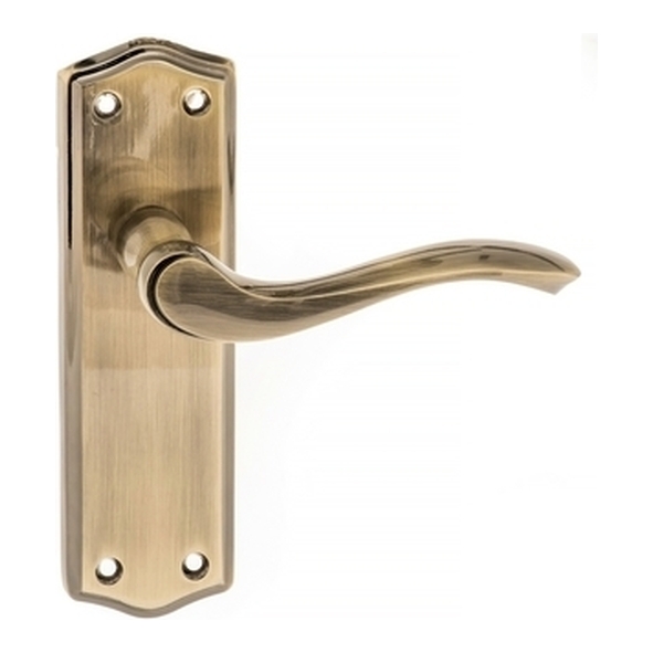 OE178LAB • Antique Brass • Lever Latch • Old English Warwick Levers On Backplates