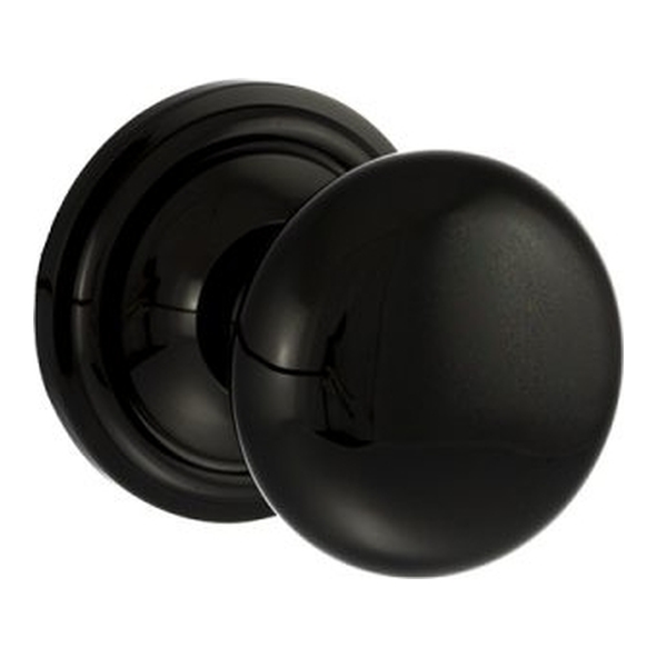 OE58MMKBN  Black Nickel  Old English Harrogate Mushroom Mortice Knobs on Concealed Fix Roses