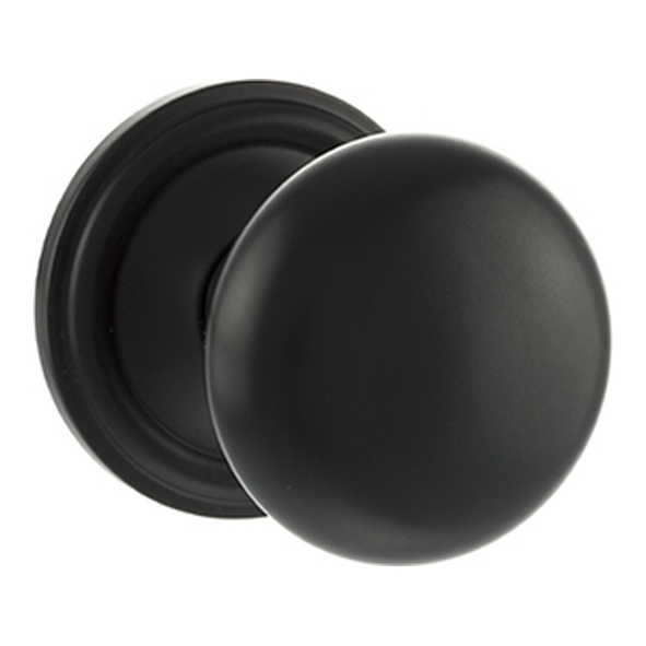 OE58MMKMB  Matt Black  Old English Harrogate Mushroom Mortice Knobs on Concealed Fix Roses