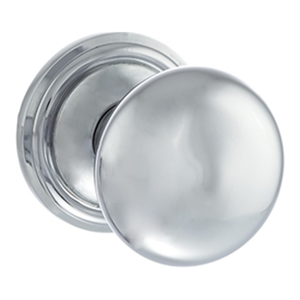 OE58MMKPC  Polished Chrome  Old English Harrogate Mushroom Mortice Knobs on Concealed Fix Roses