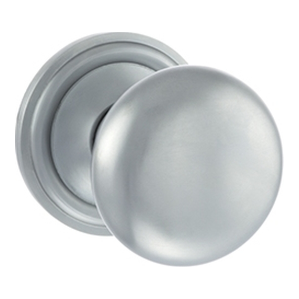 OE58MMKSC • Satin Chrome • Old English Harrogate Mushroom Mortice Knobs on Concealed Fix Roses