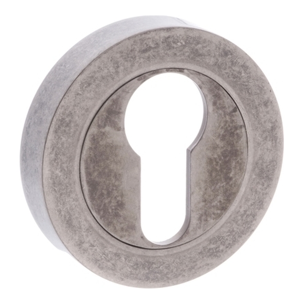 OEESCEDS • Distressed Silver • Old English Square Edge Euro Cylinder Escutcheon