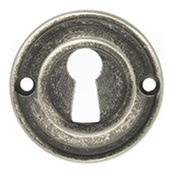 OERKEDS • Distressed Silver • Old English Solid Brass Open Mortice Key Escutcheon