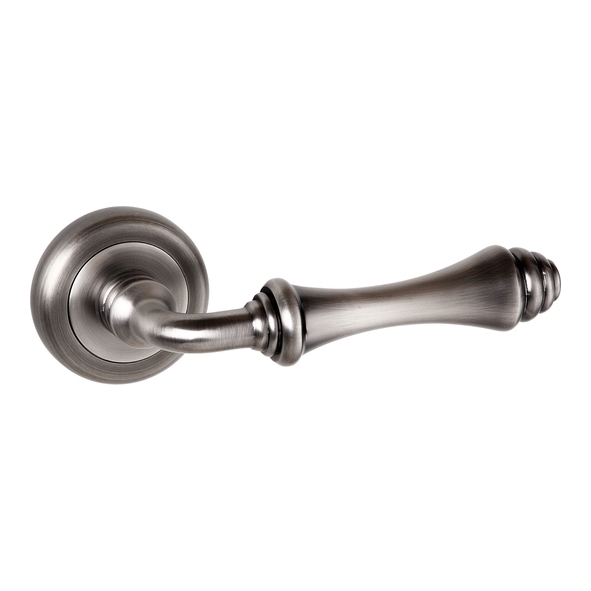 OE127MBN • Matt Gun Metal • Old English Durham Levers On Radiused Edge Round Roses