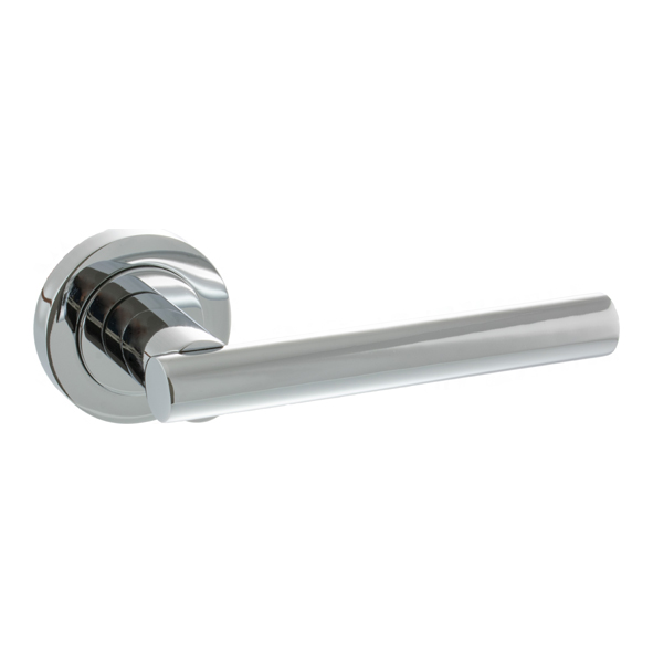 S28RPC • Polished Chrome • Status Nebraska Levers On Round Roses