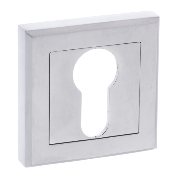 S2ESCESSC  Satin Chrome  Status Square Euro Cylinder Escutcheon