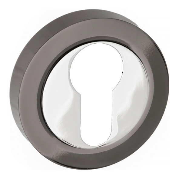 S3ESCERBNPC  Black Nickel / Polished Chrome  Status Round Euro Cylinder Escutcheon