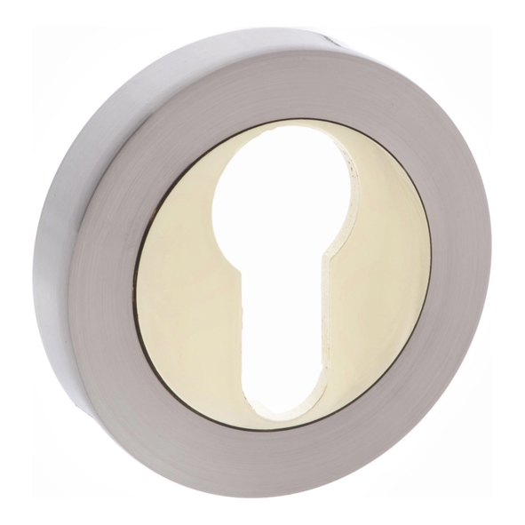 S3ESCERSNBP  Satin Nickel / Polished Brass  Status Round Euro Cylinder Escutcheon