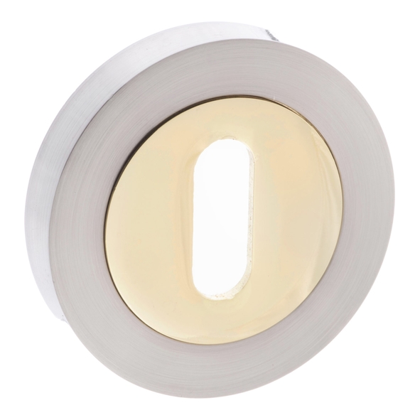 S3ESCKRSNBP  Satin Nickel / Polished Brass  Status Round Mortice Key Escutcheon