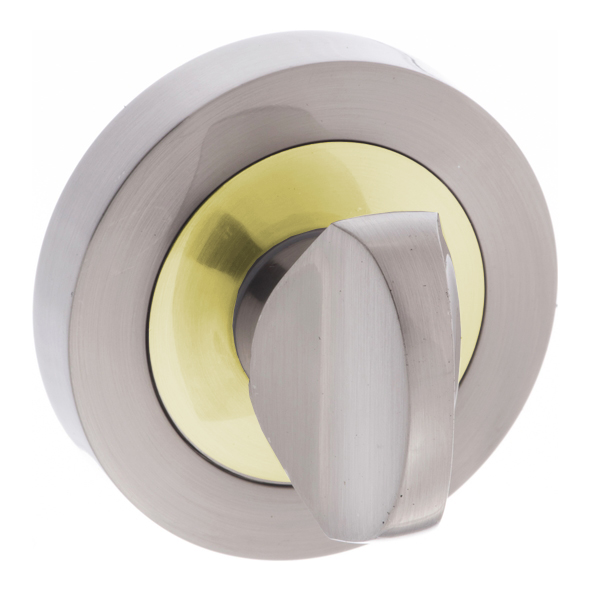 S3WCRSNBP • Satin Nickel / Polished Brass • Status Round Bathroom Turn With Release