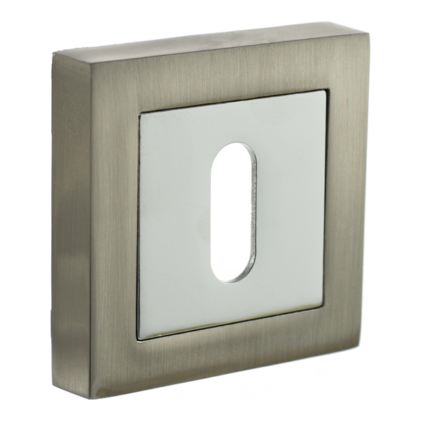 S4ESCKSSNPC  Satin Nickel / Polished Chrome  Status Square Mortice Key Escutcheon