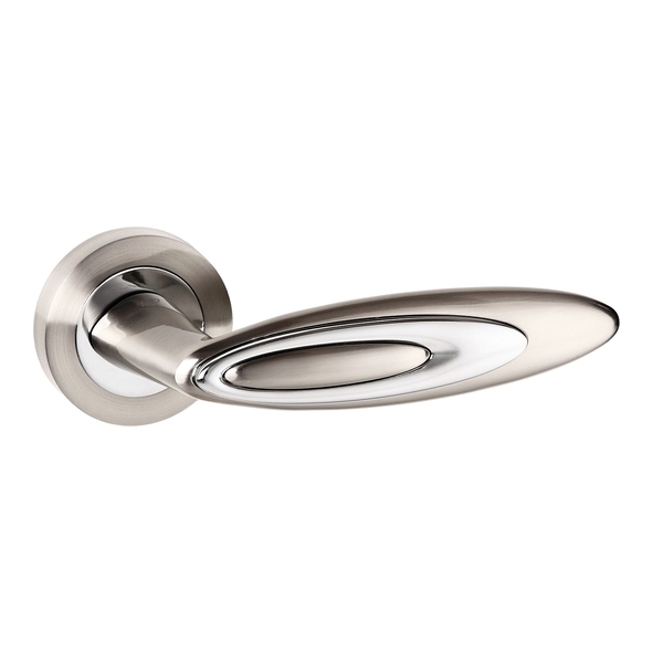 SPM222SNCP • Satin Nickel / Polished Chrome • Senza Pari Elisse Levers On Round Roses