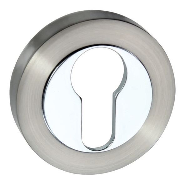 SPMESCESNCP • For Euro Cylinder • Sat Nickel / Pol Chrome • Senza Pari Round Escutcheon