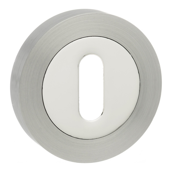 SPMESCKSNCP  ForStandard Lock  Sat Nickel / Pol Chrome  Senza Pari Round Escutcheon