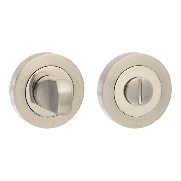 SPMWCSNNP  Satin / Polished Nickel  Senza Pari Round Bathroom Turn With Release