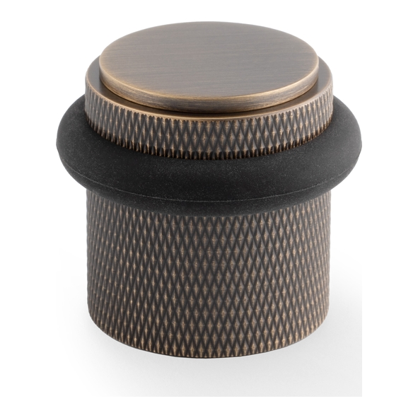 AW639KAB � Antique Brass � Alexander & Wilks Knurled Floor Mounted Doorstop
