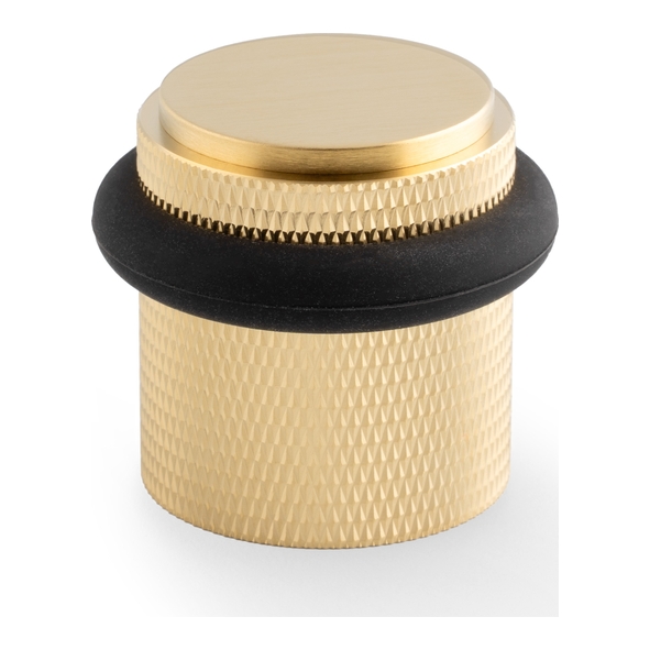 AW639KSBPVD � Satin Brass � Alexander & Wilks Knurled Floor Mounted Doorstop