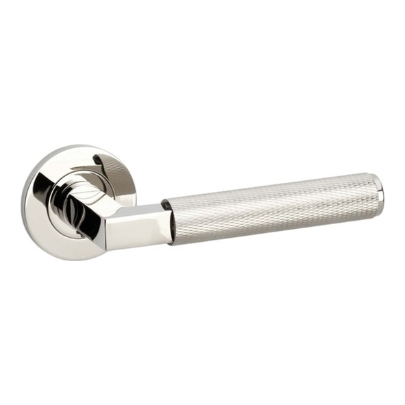 AW200PNPVD  Polished Nickel  Alexander & Wilks Hurricane Knurled Levers on Round Roses