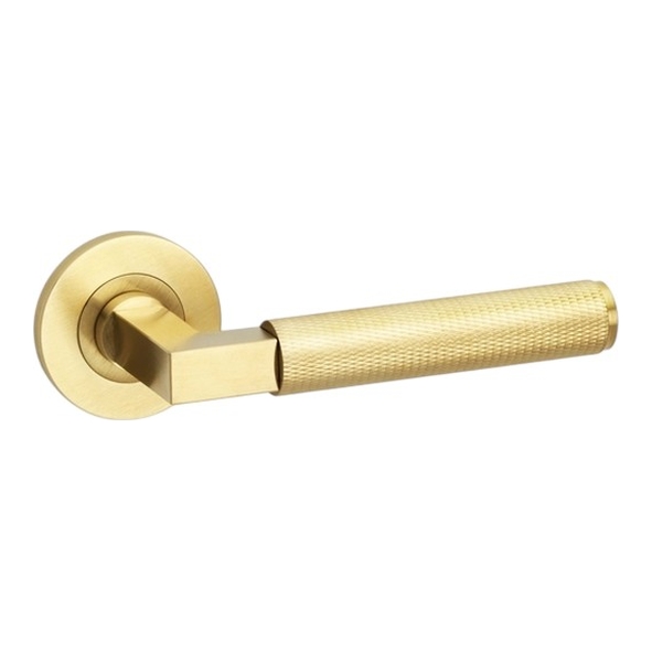 AW200SBPVD  Satin Brass  Alexander & Wilks Hurricane Knurled Levers on Round Roses