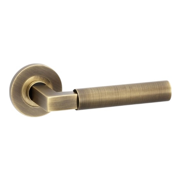 AW201AB  Antique Brass  Alexander & Wilks Hurricane Plain Levers on Round Roses