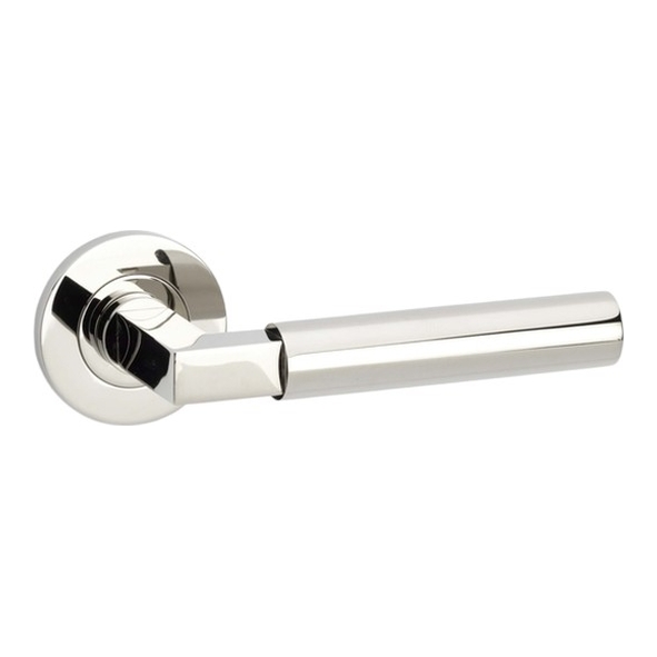 AW201PNPVD  Polished Nickel  Alexander & Wilks Hurricane Plain Levers on Round Roses