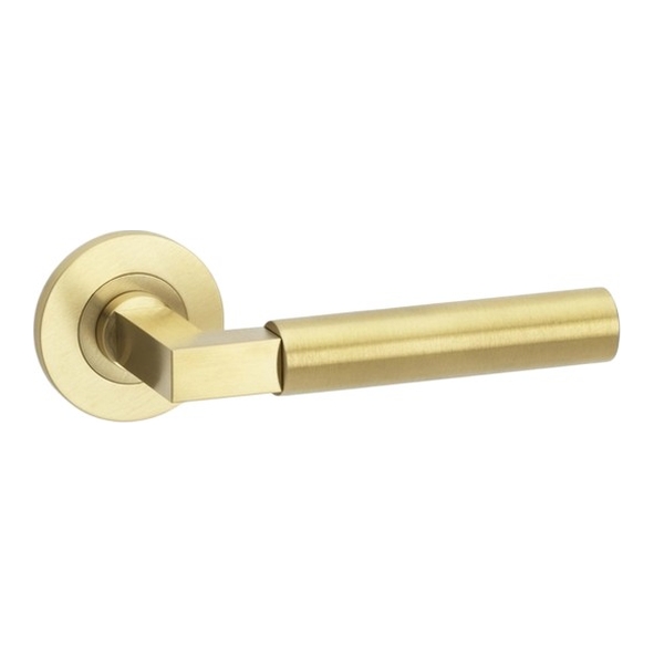 AW201SBPVD  Satin Brass  Alexander & Wilks Hurricane Plain Levers on Round Roses
