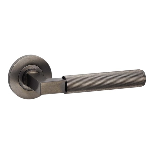 AW202DBZPVD  Dark Bronze  Alexander & Wilks Hurricane Reeded Levers on Round Roses