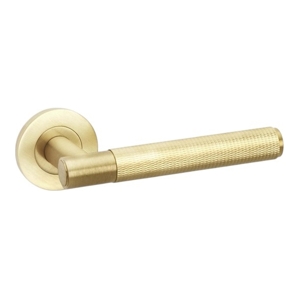 AW220SBPVD  Satin Brass  Alexander & Wilks Spitfire Knurled Levers on Round Roses