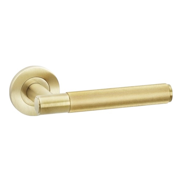 AW222SBPVD  Satin Brass  Alexander & Wilks Spitfire Reeded Levers on Round Roses