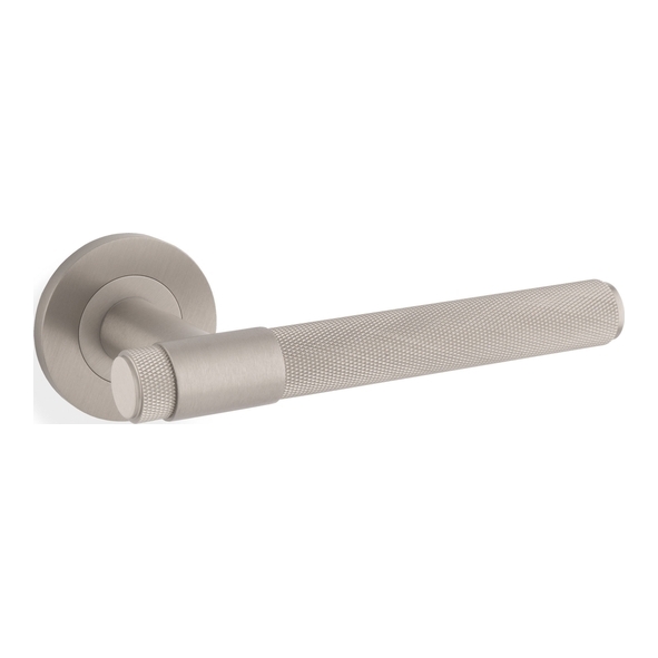 AW240SN • Satin Nickel • Alexander & Wilks Kingston Knurled Levers On Round Roses