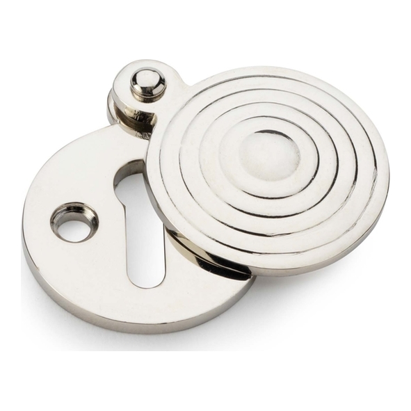 AW382-PN • For Standard Lock • Polished Nickel • Alexander & Wilks Round Escutcheon with Christoph Design Cover