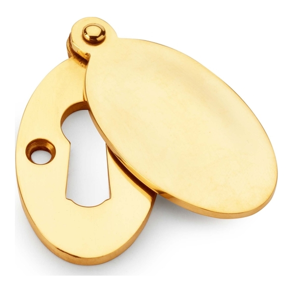 AW384-UB  For Standard Lock  Unlacquered Brass  Alexander & Wilks Ellipse Escutcheon with Harris Design Cover