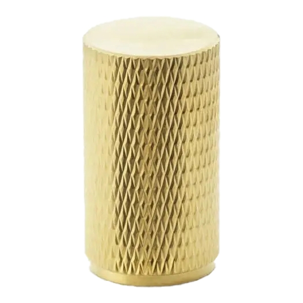 AW800-35-SBPVD • 35mm • Satin Brass • Alexander & Wilks Brunel Knurled Cylinder Cupboard Knob