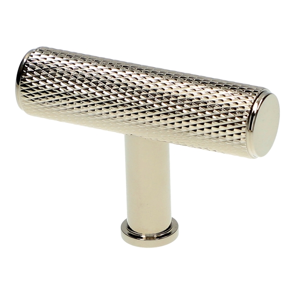 AW801-55-PN  55mm  Polished Nickel  Alexander & Wilks Crispin Knurled T-Bar Cupboard Knob